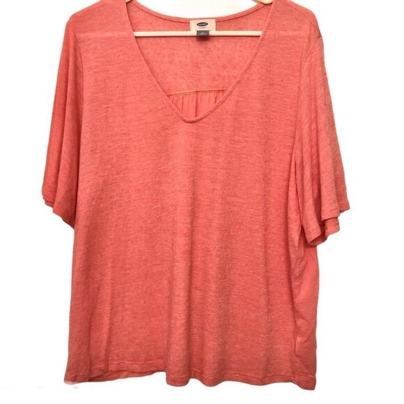 Old navy coral knit blouse t shirt top -Large - Picture 1 of 8